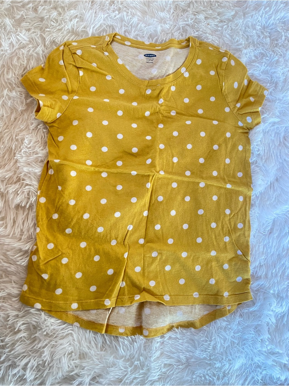 EUC Old Navy Girls' Yellow Polka Dot Short Sleeve Top, Size 10-12